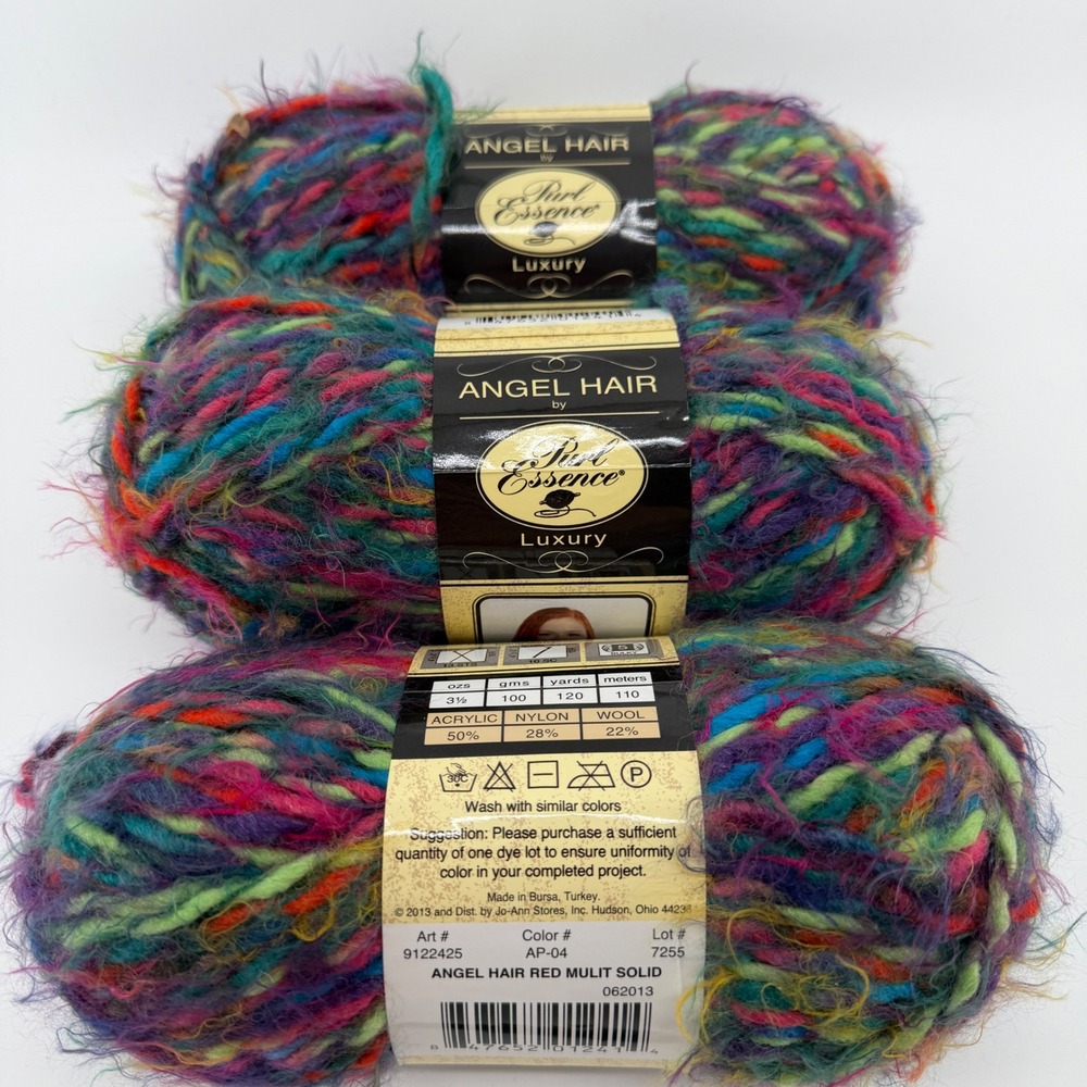 Purl Essence Angel Hair Luxury Yarn Red Multi Solid Bulky 3 Skeins Lot 7255
